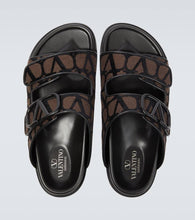 Valentino Garavani Toile Iconographe leather-trimmed sandals