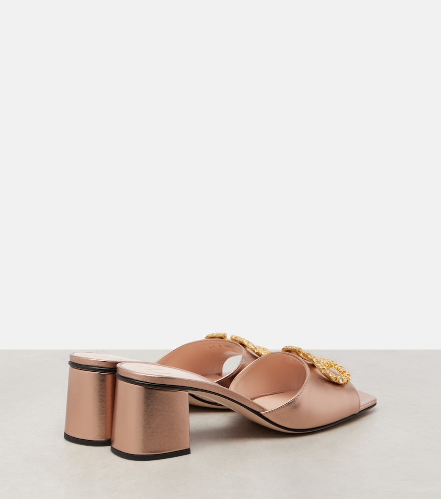 Valentino Garavani VLogo 60 metallic leather mules