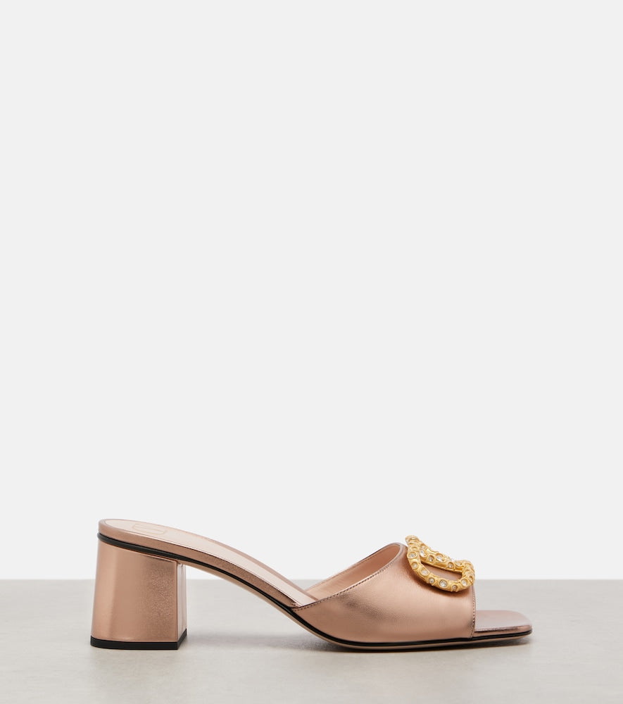 Valentino Garavani VLogo 60 metallic leather mules
