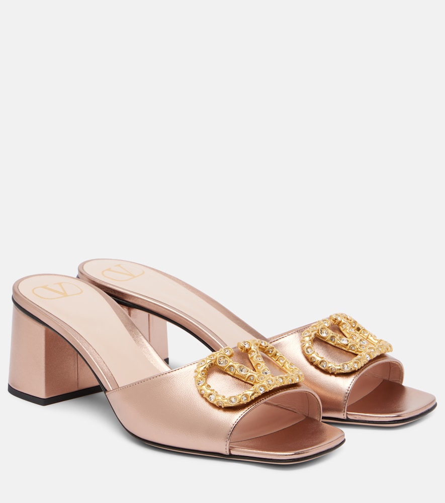 Valentino Garavani VLogo 60 metallic leather mules