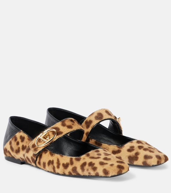 Valentino Garavani VLogo Locker leopard-print Mary Jane flats
