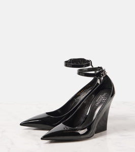 Valentino Garavani VLogo Lockette 105 patent leather wedges
