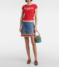 Valentino Garavani VLogo Mini embellished raffia bucket bag