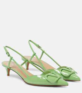 Valentino Garavani VLogo Signature 40 patent leather slingback pumps