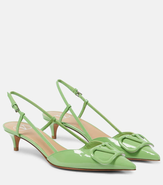 Valentino Garavani VLogo Signature 40 patent leather slingback pumps