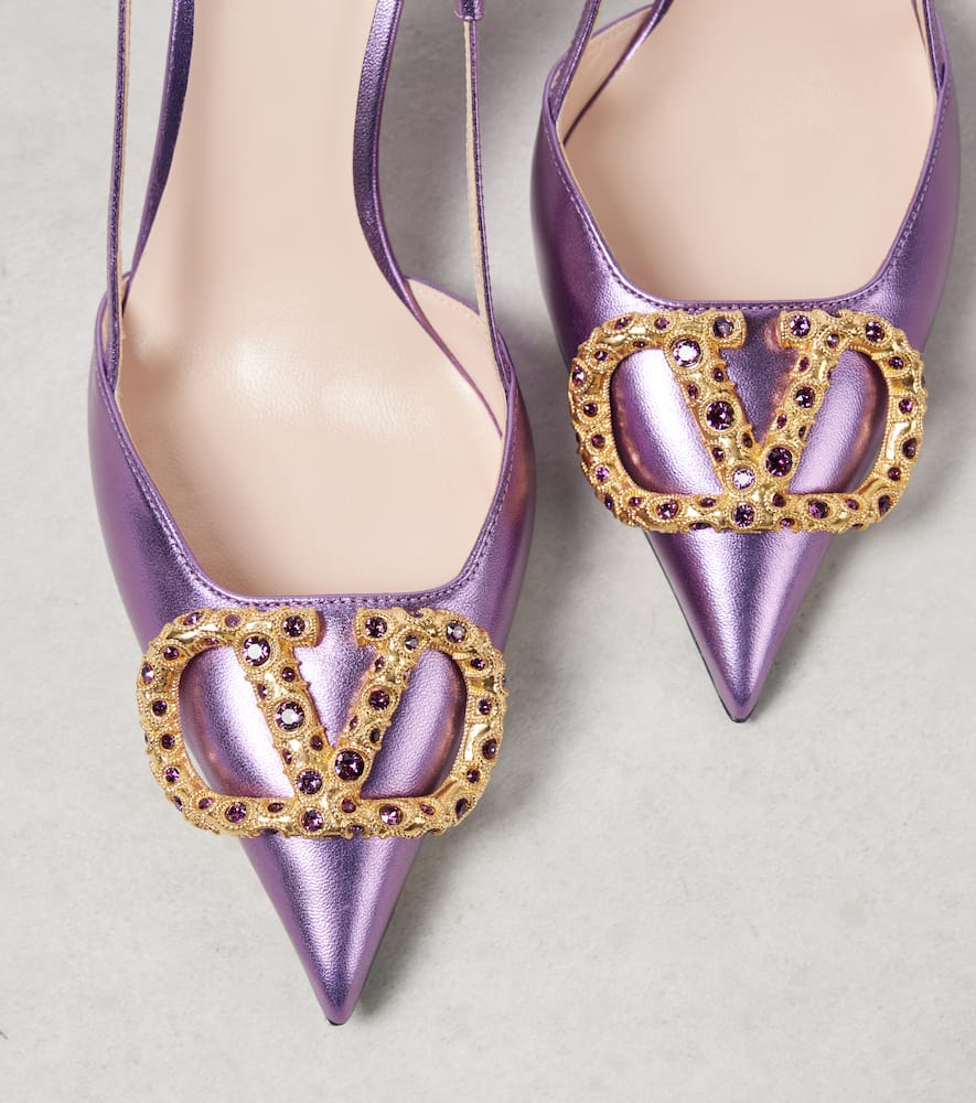 Valentino Garavani VLogo Signature 80 leather slingback pumps