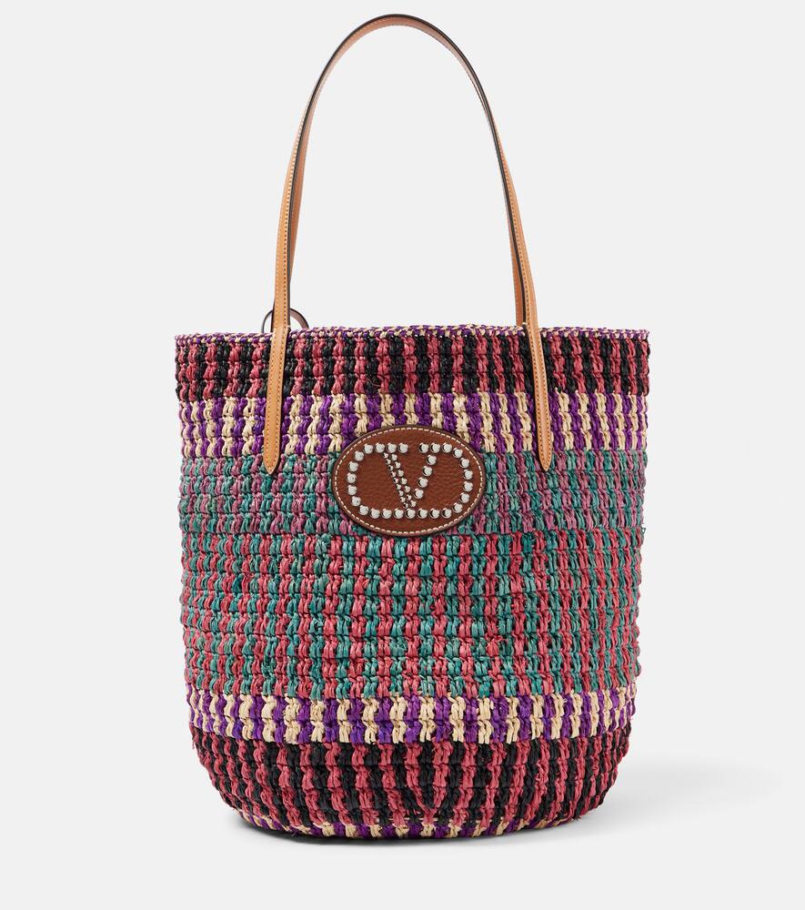 Valentino Garavani VLogo Signature Large straw tote bag. Shop Valentino Garavani Beach Bags for women now.