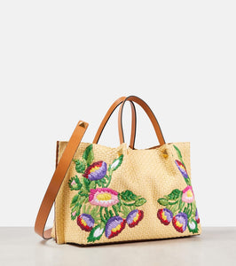 Valentino Garavani VLogo Signature Medium raffia-effect tote bag