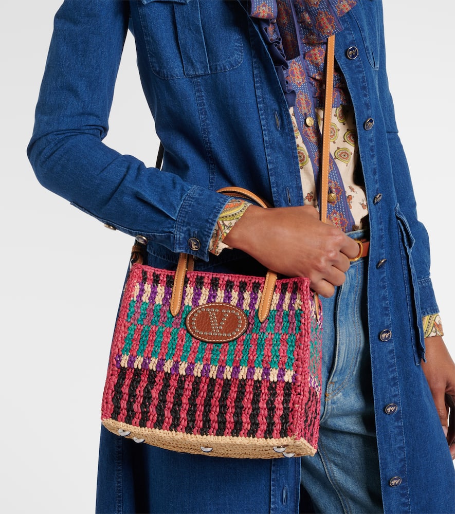 Valentino Garavani VLogo Signature Small raffia tote bag