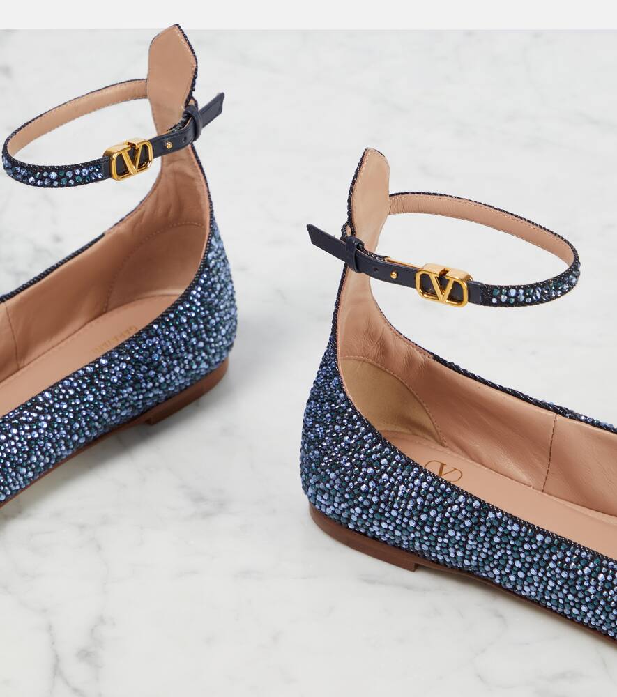 Valentino Garavani VLogo Signature embellished ballet flats