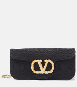 Valentino Garavani VLogo Signature embellished moir√É¬© clutch. Shop Valentino Garavani Clutches for women now.