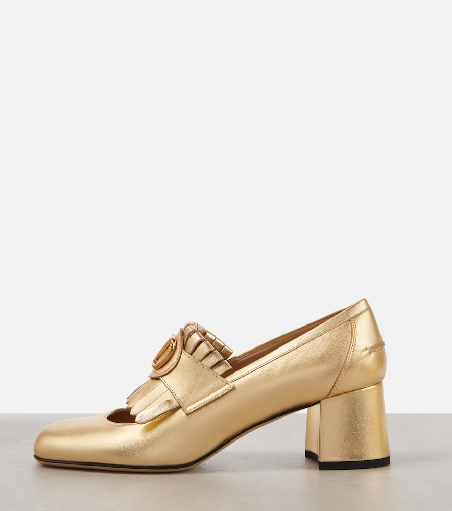 Valentino Garavani VLogo Signature fringed leather loafer pumps