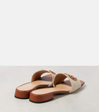 Valentino Garavani VLogo Signature leather-trimmed canvas slides