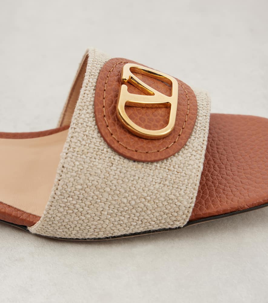 Valentino Garavani VLogo Signature leather-trimmed canvas slides