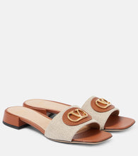 Valentino Garavani VLogo Signature leather-trimmed canvas slides