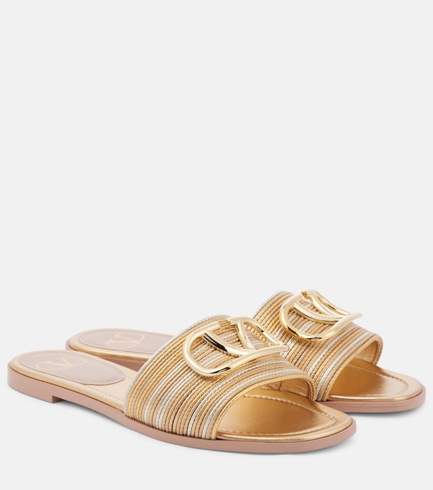 Valentino Garavani VLogo Signature metallic leather sandals - Valentino Garavani VLogo 标志性金属色皮革凉鞋