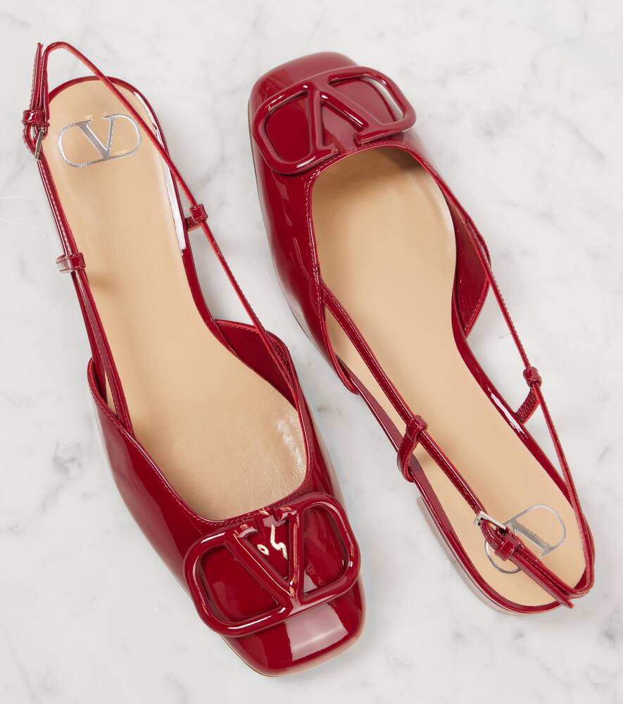 Valentino Garavani VLogo Signature patent leather slingback flats