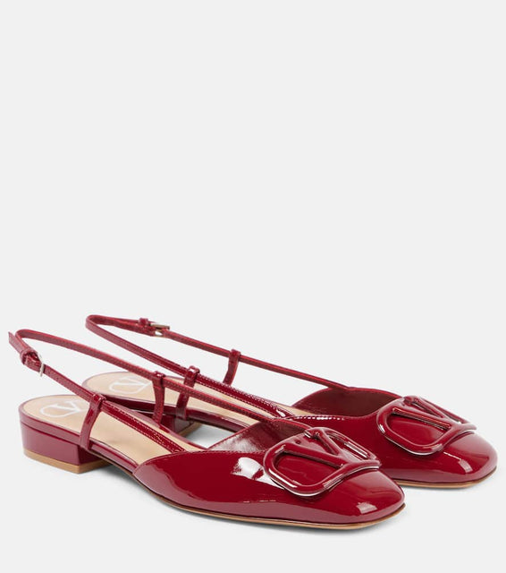 Valentino Garavani VLogo Signature patent leather slingback flats