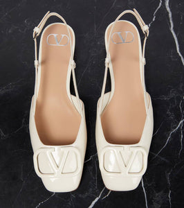 Valentino Garavani VLogo Signature patent leather slingback pumps