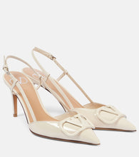 Valentino Garavani VLogo Signature patent leather slingback pumps - Valentino Garavani VLogo 标志性漆皮露跟高跟鞋