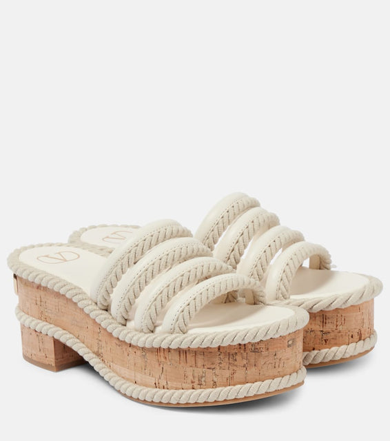 Valentino Garavani VLogo Summerblocks leather platform mules
