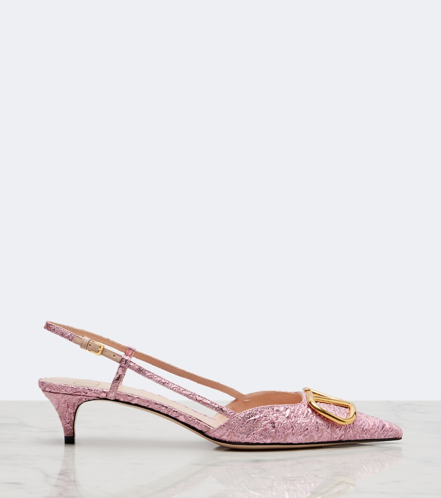Valentino Garavani VLogo cloque jacquard slingback pumps