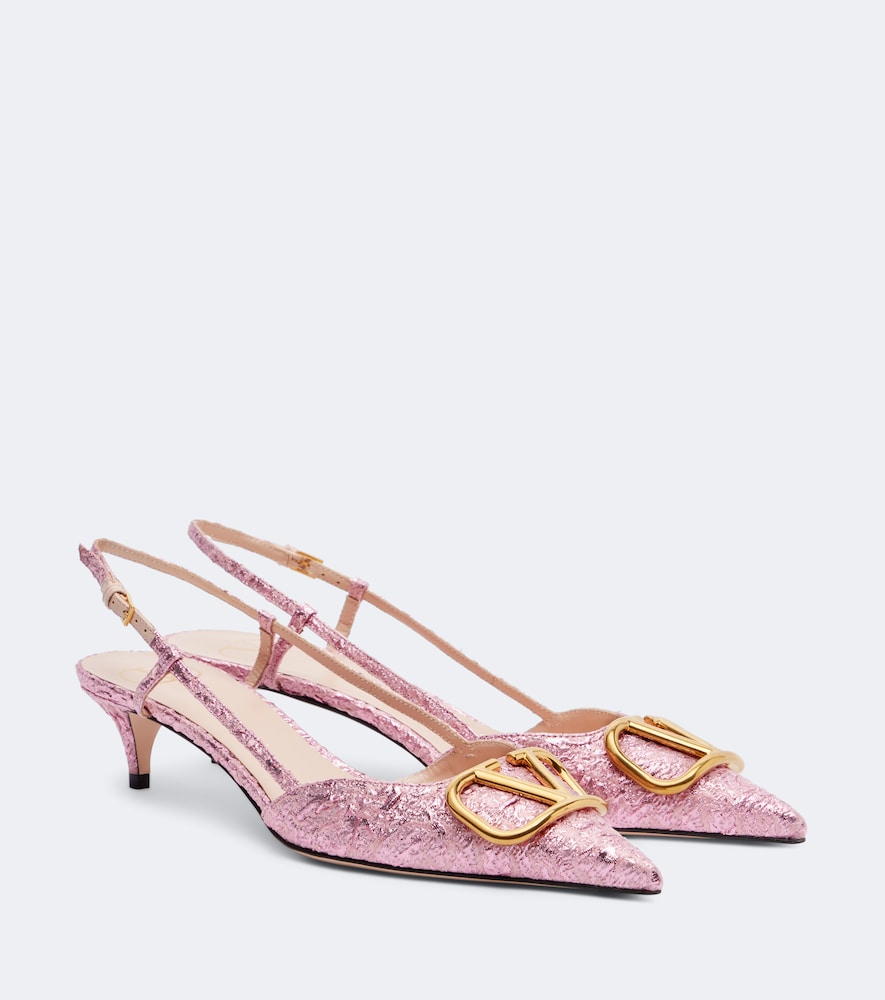 Valentino Garavani VLogo cloque jacquard slingback pumps