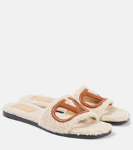 Valentino Garavani VLogo cutout faux shearling slides