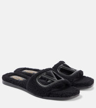 Valentino Garavani VLogo cutout faux shearling slides