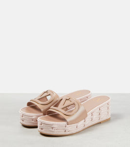 Valentino Garavani VLogo cutout leather espadrille slides