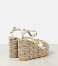 Valentino Garavani VLogo cutout metallic leather espadrille wedges