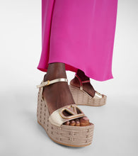 Valentino Garavani VLogo cutout metallic leather espadrille wedges