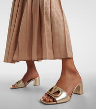 Valentino Garavani VLogo cutout metallic leather mules