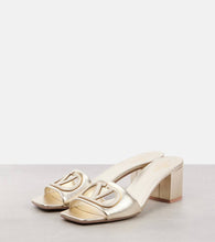 Valentino Garavani VLogo cutout metallic leather mules