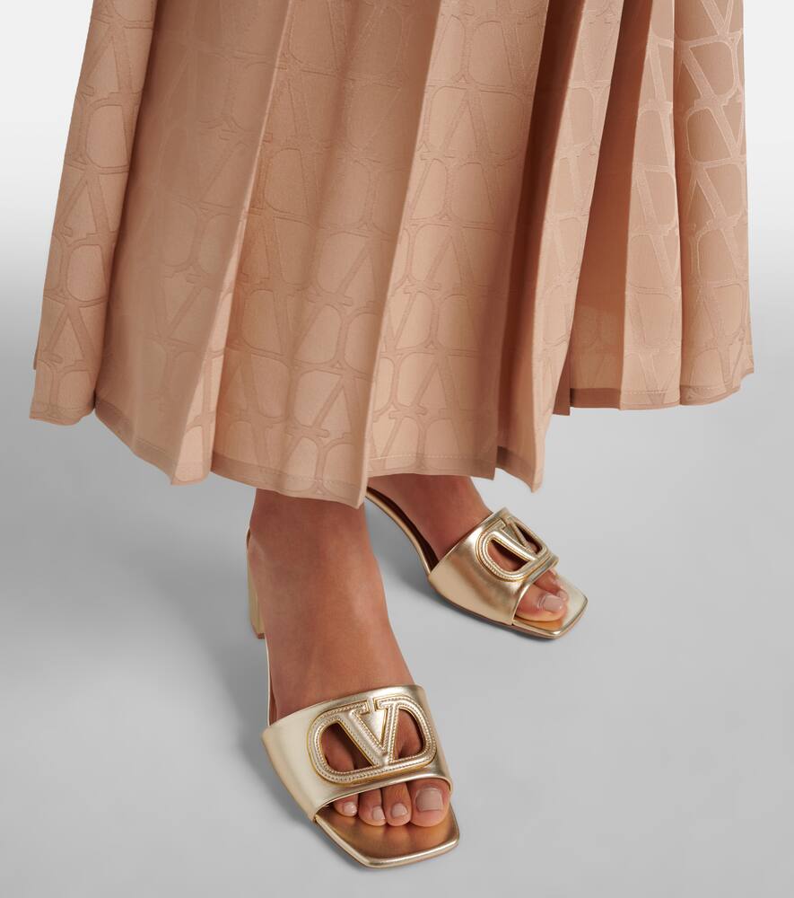 Valentino Garavani VLogo cutout metallic leather mules