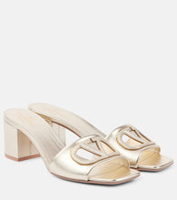 Valentino Garavani VLogo cutout metallic leather mules