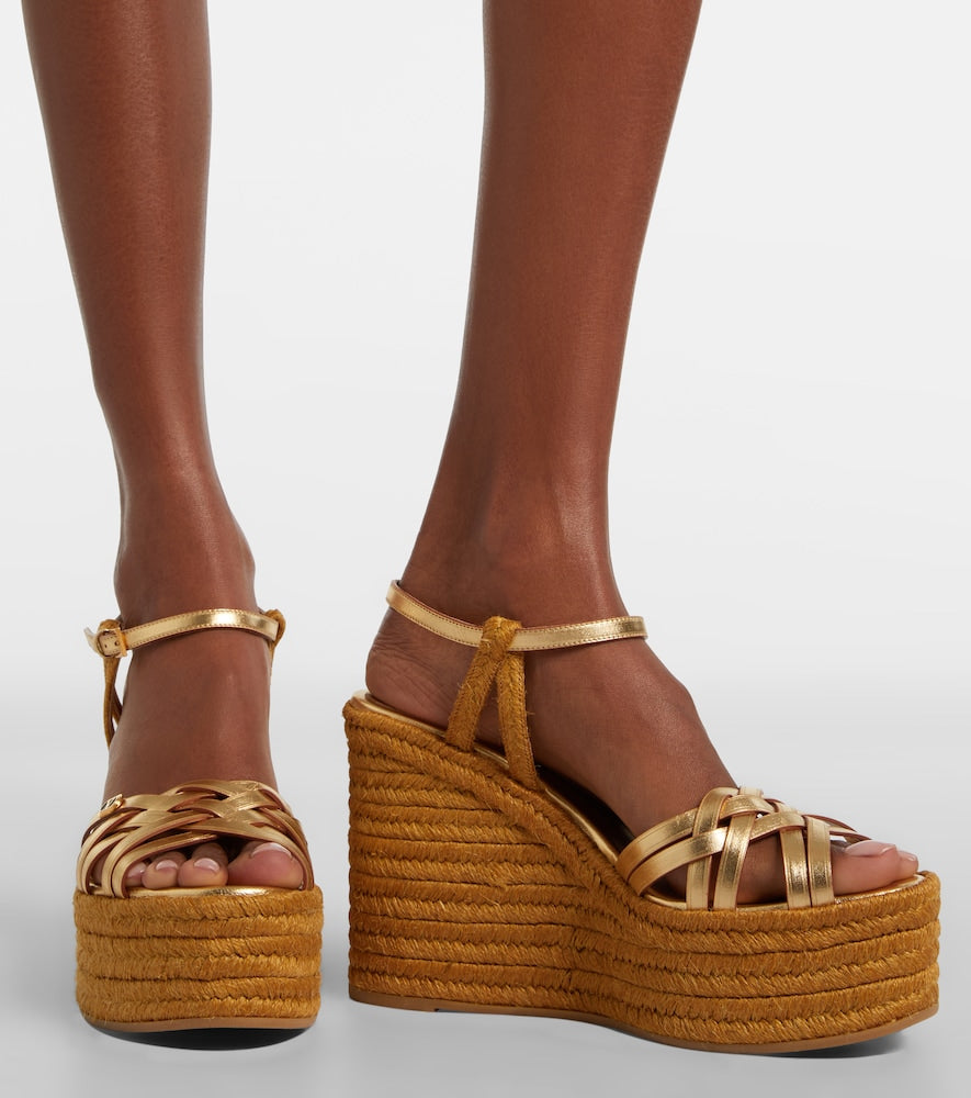 Valentino Garavani VLogo leather espadrille wedges