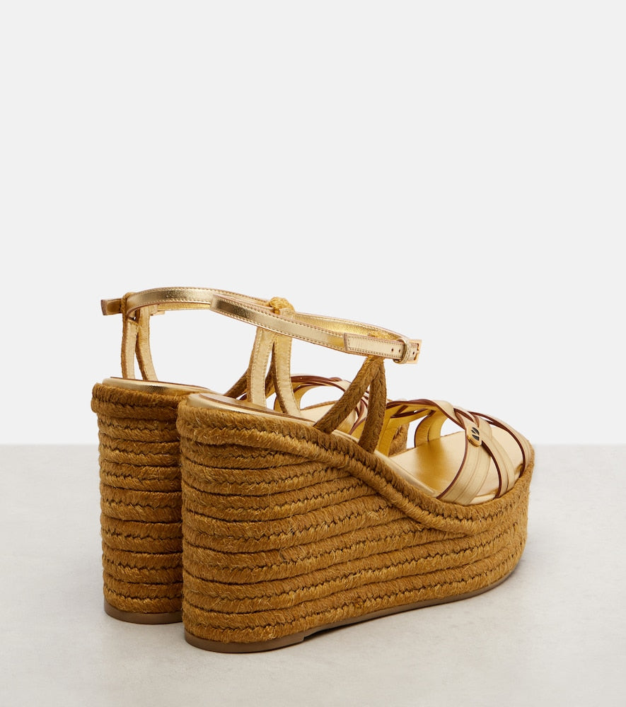 Valentino Garavani VLogo leather espadrille wedges