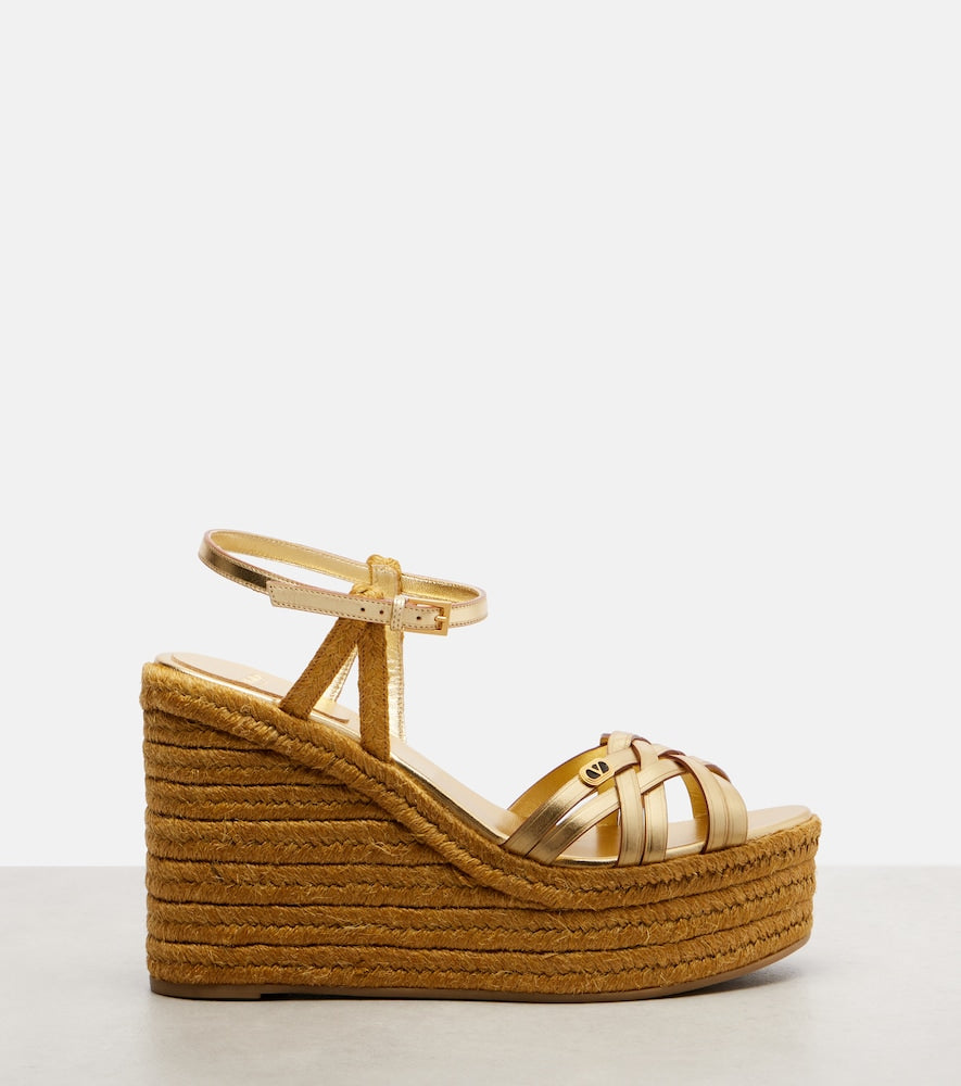 Valentino Garavani VLogo leather espadrille wedges