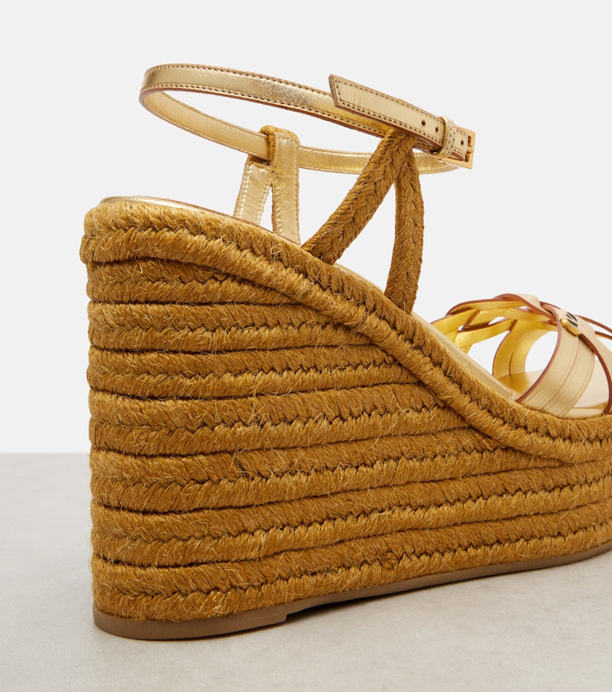 Valentino Garavani VLogo leather espadrille wedges