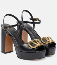 Valentino Garavani VLogo leather platform sandals - Valentino Garavani VLogo 皮革厚底凉鞋