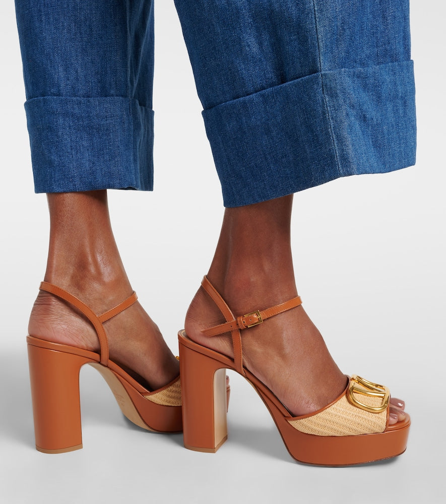 Valentino Garavani VLogo leather-trimmed platform sandals