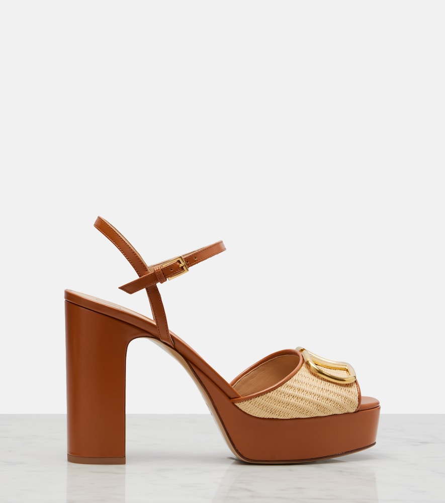 Valentino Garavani VLogo leather-trimmed platform sandals