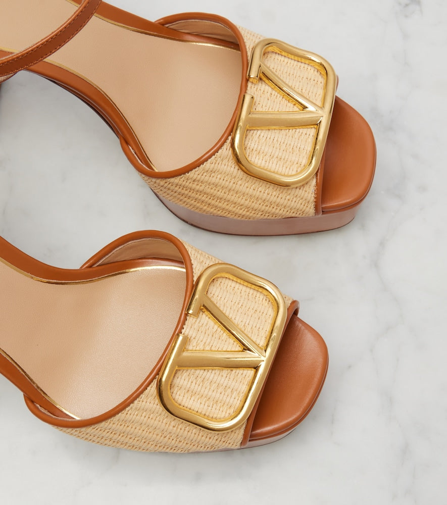 Valentino Garavani VLogo leather-trimmed platform sandals