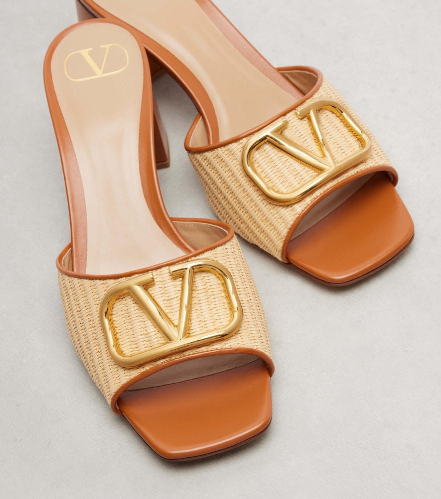 Valentino Garavani VLogo leather-trimmed raffia sandals