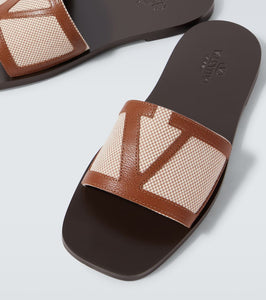 Valentino Garavani VLogo leather-trimmed slides