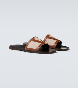 Valentino Garavani VLogo leather-trimmed slides