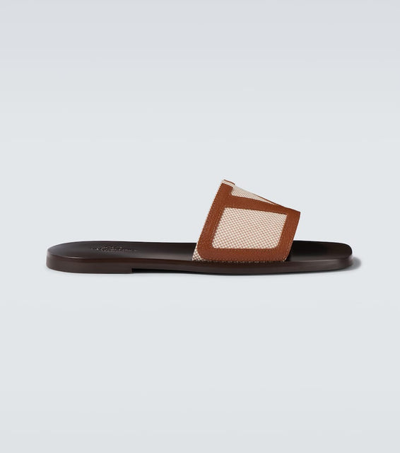 Valentino Garavani VLogo leather-trimmed slides