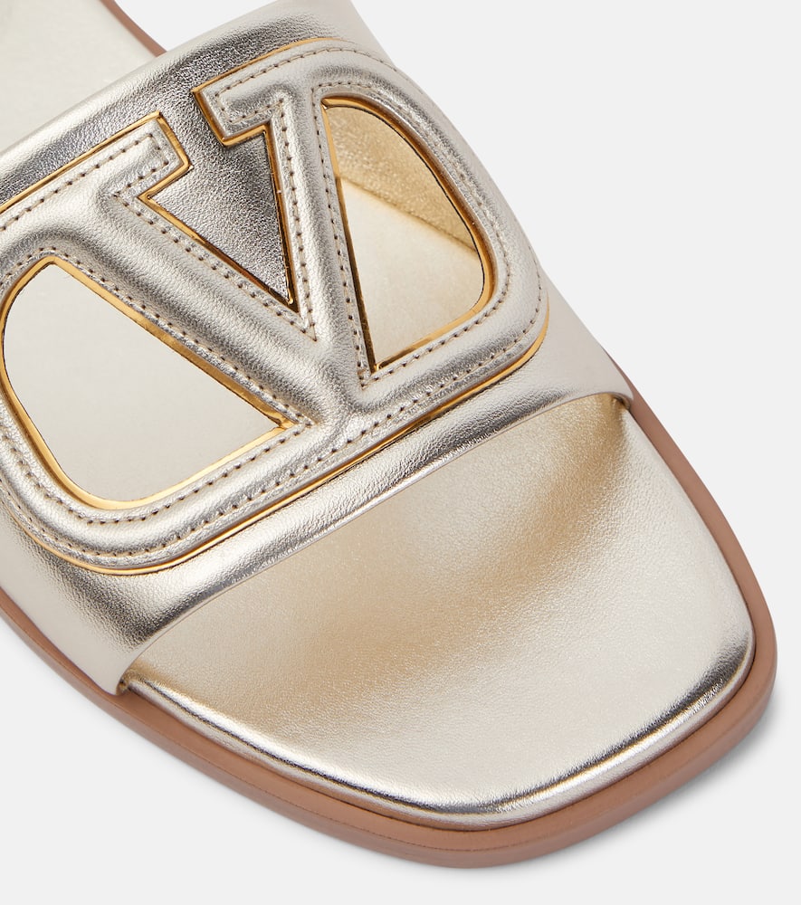Valentino Garavani VLogo metallic leather mules