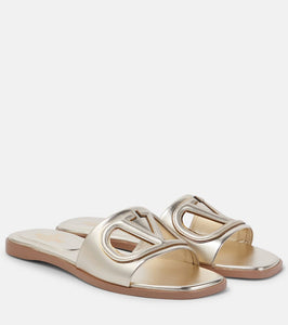 Valentino Garavani VLogo metallic leather mules
